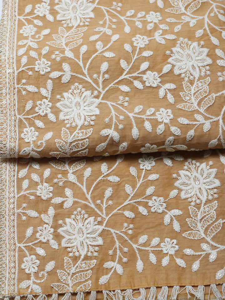Embroidered Cotton Blend Unstitched Suit With Pant &amp; Dupatta