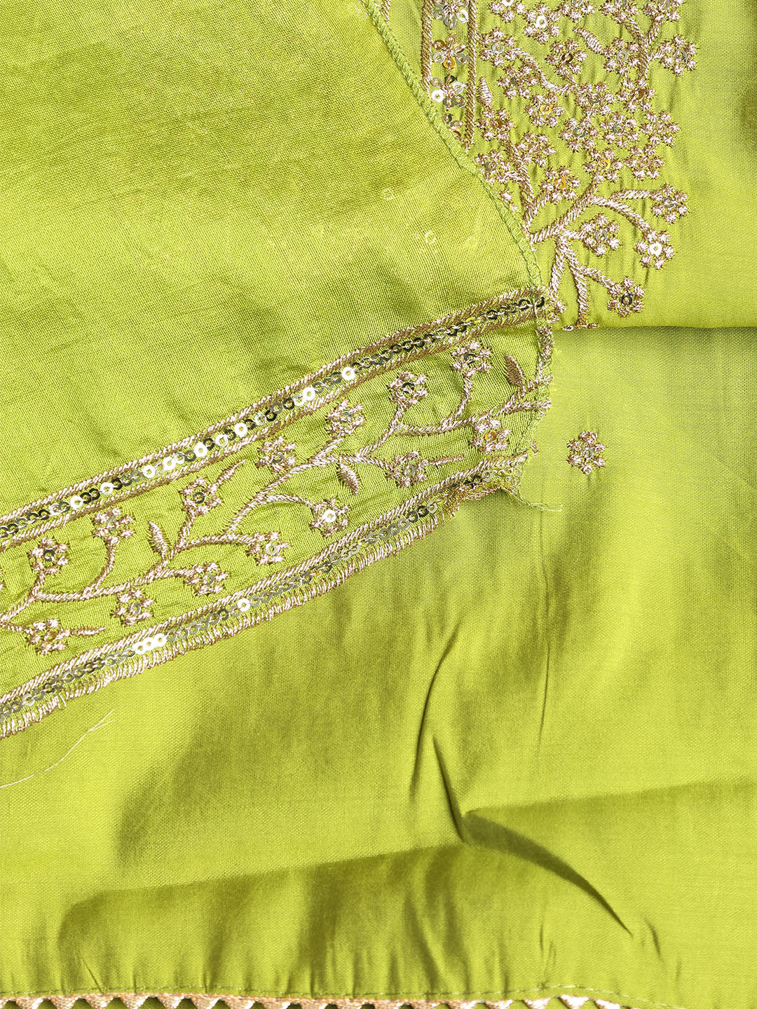 Neck Embroidered Chanderi Unstitched Suit With Dupatta
