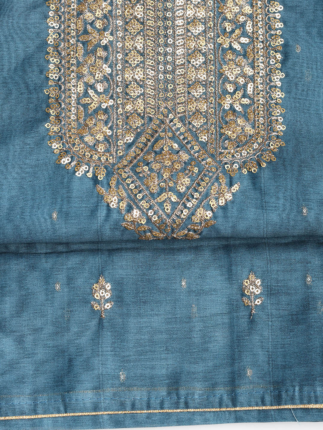 Sequence Work Chanderi Unstitched Suit With Dupatta