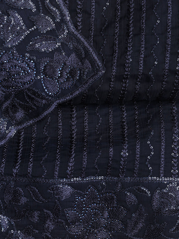 Resham Jaal Chiffon Unstitched Suit With Dupatta