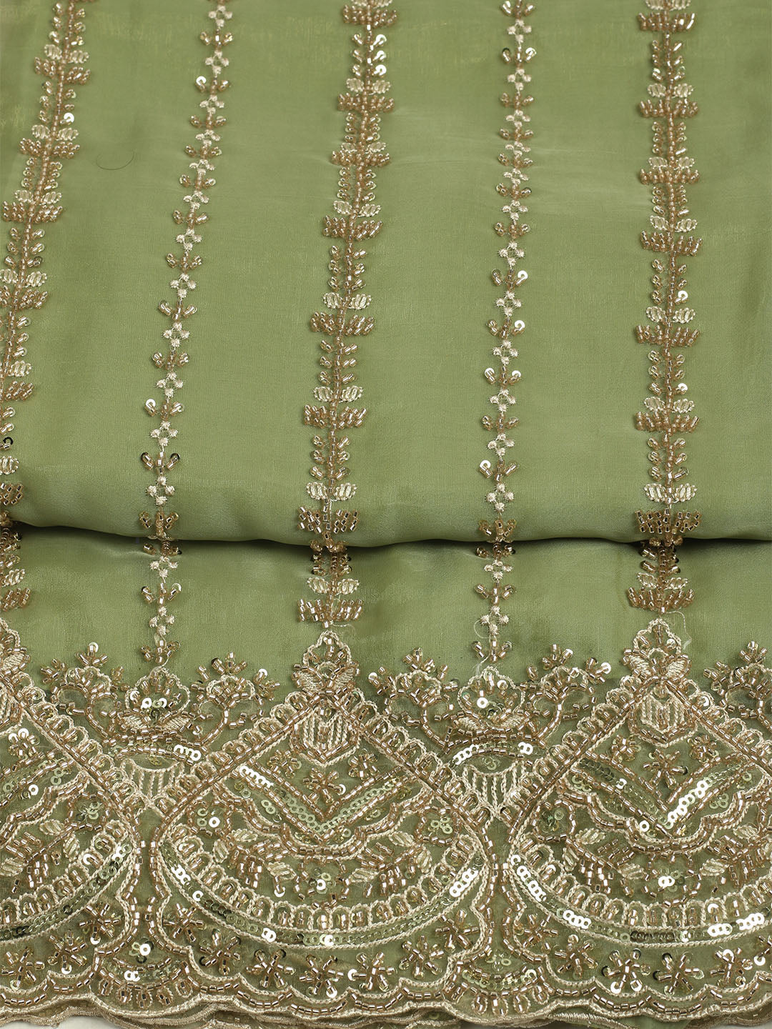 Embelished Organza Unstitched Suit With Dupatta