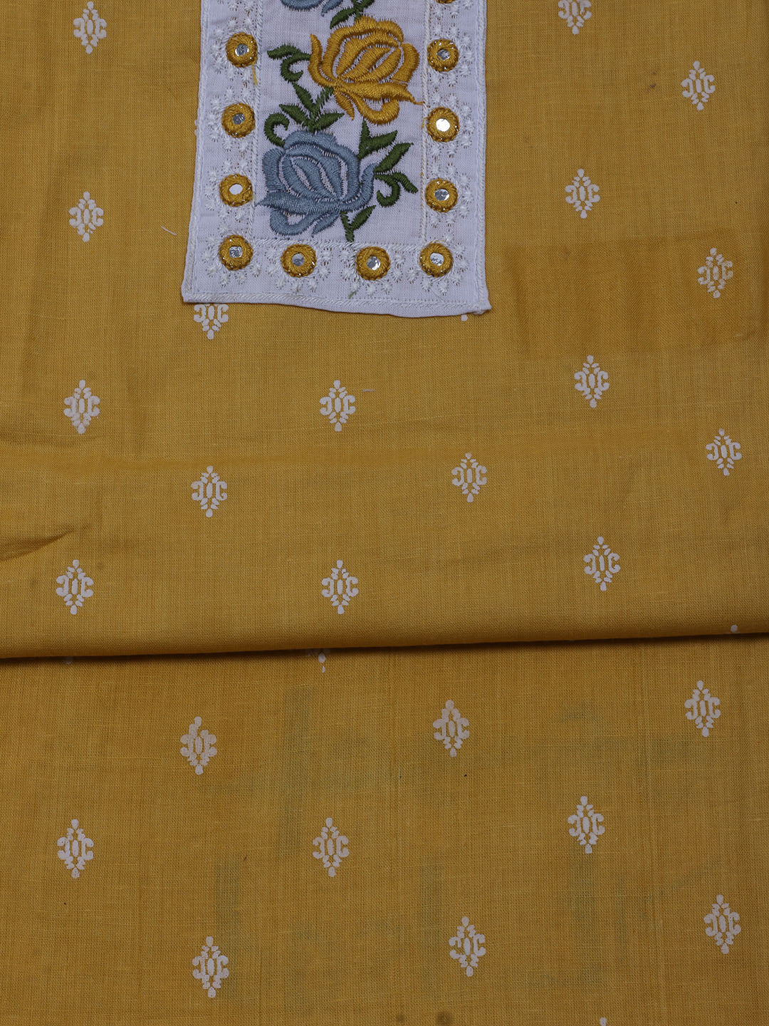 Printed Cotton Blend Unstitched Suit With Dupatta