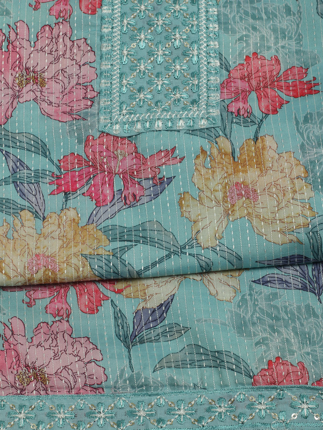 Printed Cotton Unstitched Suits Printed Suit With Pant &amp; Dupatta