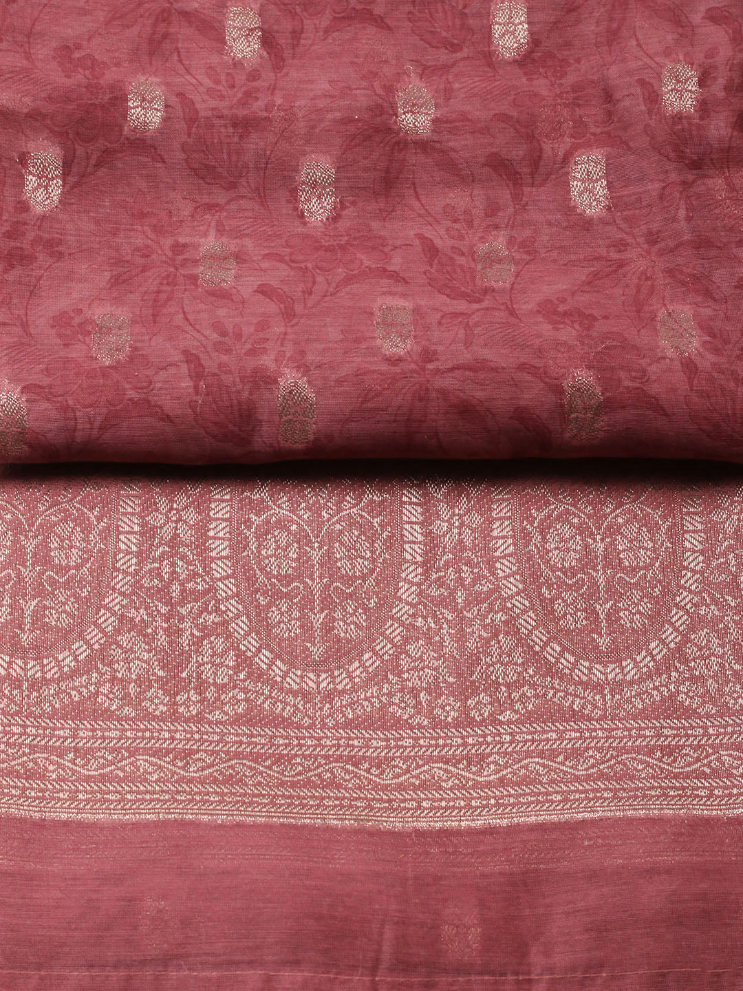 Embroidered Chanderi Unstitched Suit With Pant &amp; Dupatta