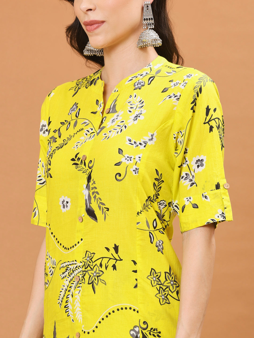 Floral Printed Cotton Kurta With Pants