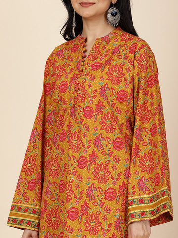 Floral Printed Cotton Kurti With Pants