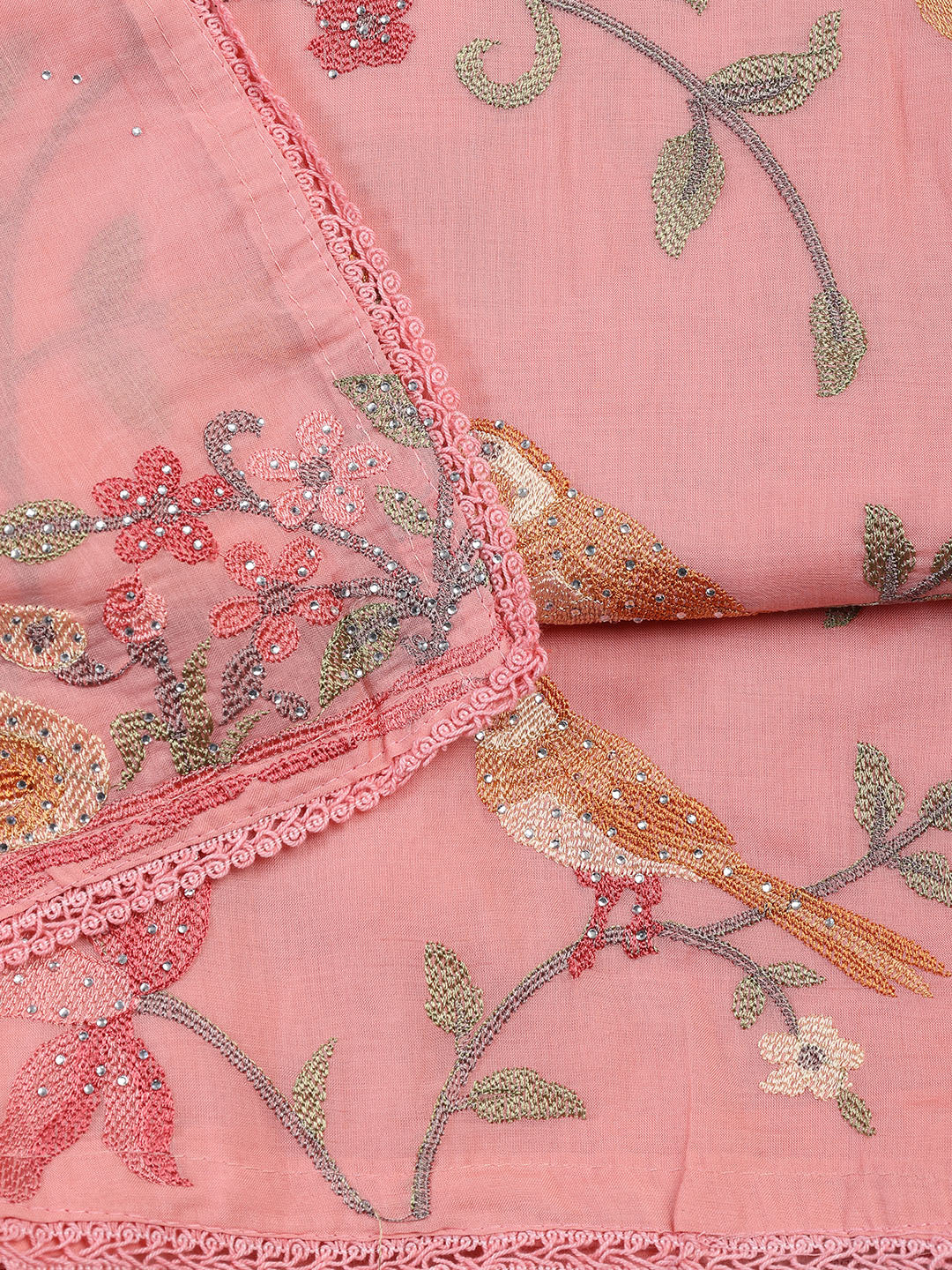 Embroidered Cotton Blend Unstitched Suit With Dupatta