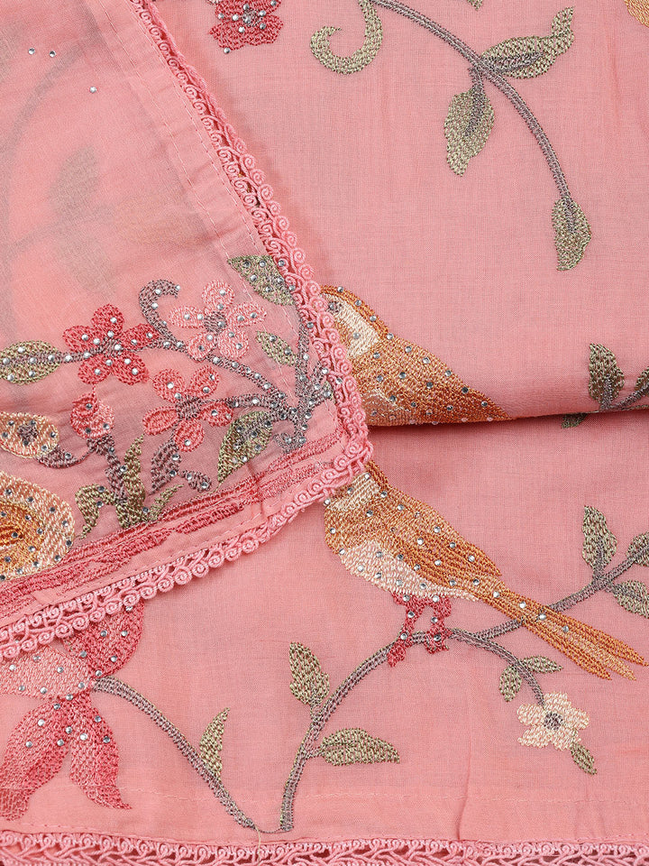 Embroidered Cotton Blend Unstitched Suit With Dupatta