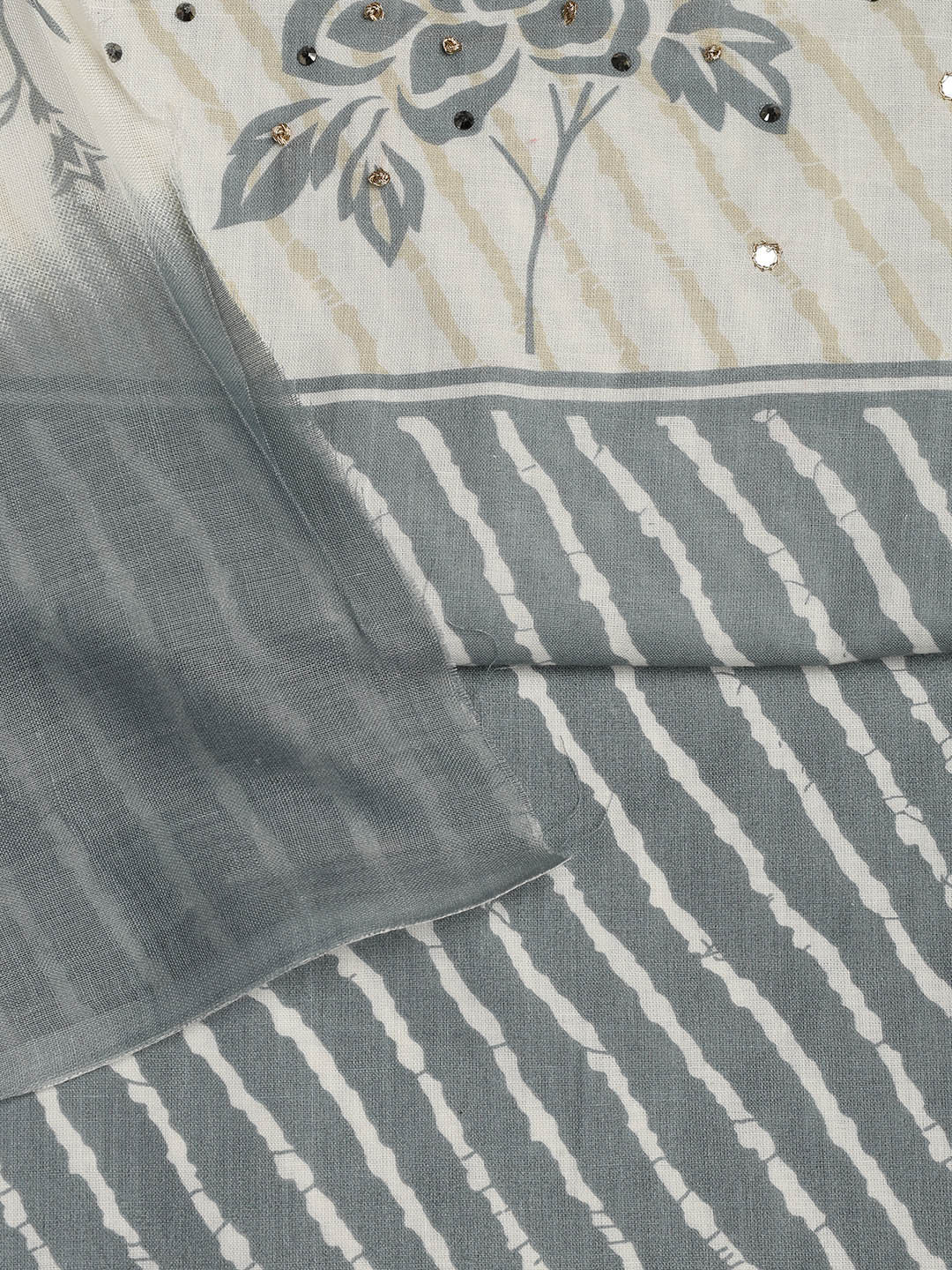 Printed Cotton Blend Unstitched Suit With Dupatta