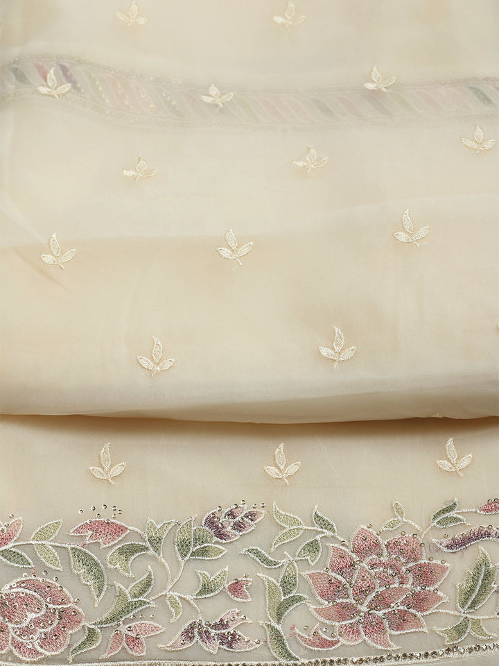 Resham Jaal Organza Unstitched Suit With Dupatta