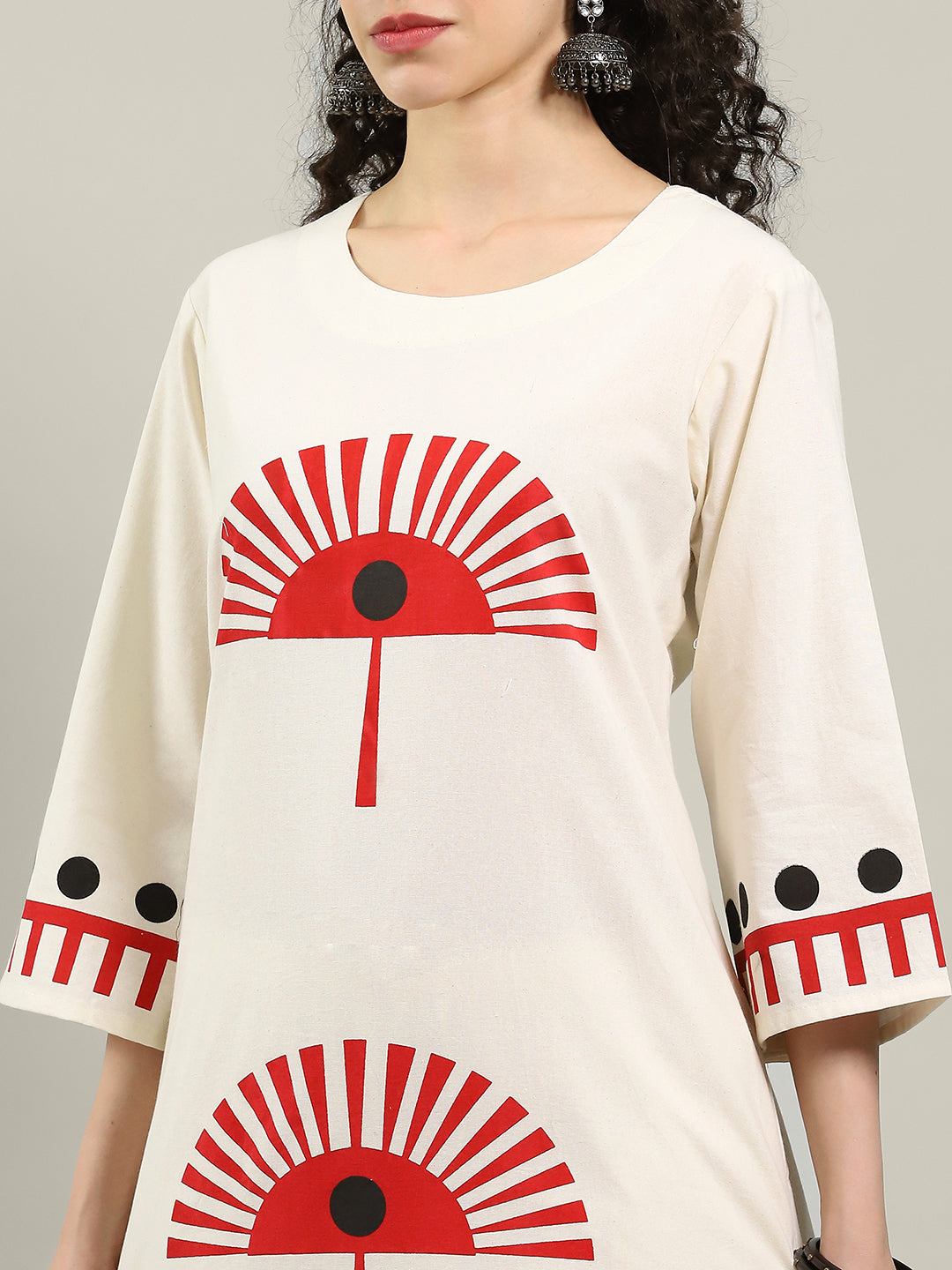 Printed Cotton Blend Kurta With Pants