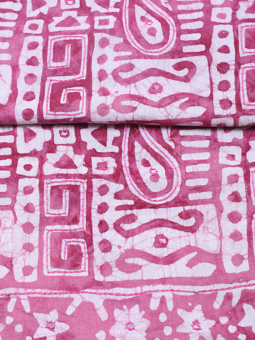 Embroidered Cotton Blend Unstitched Suit With Pant &amp; Dupatta