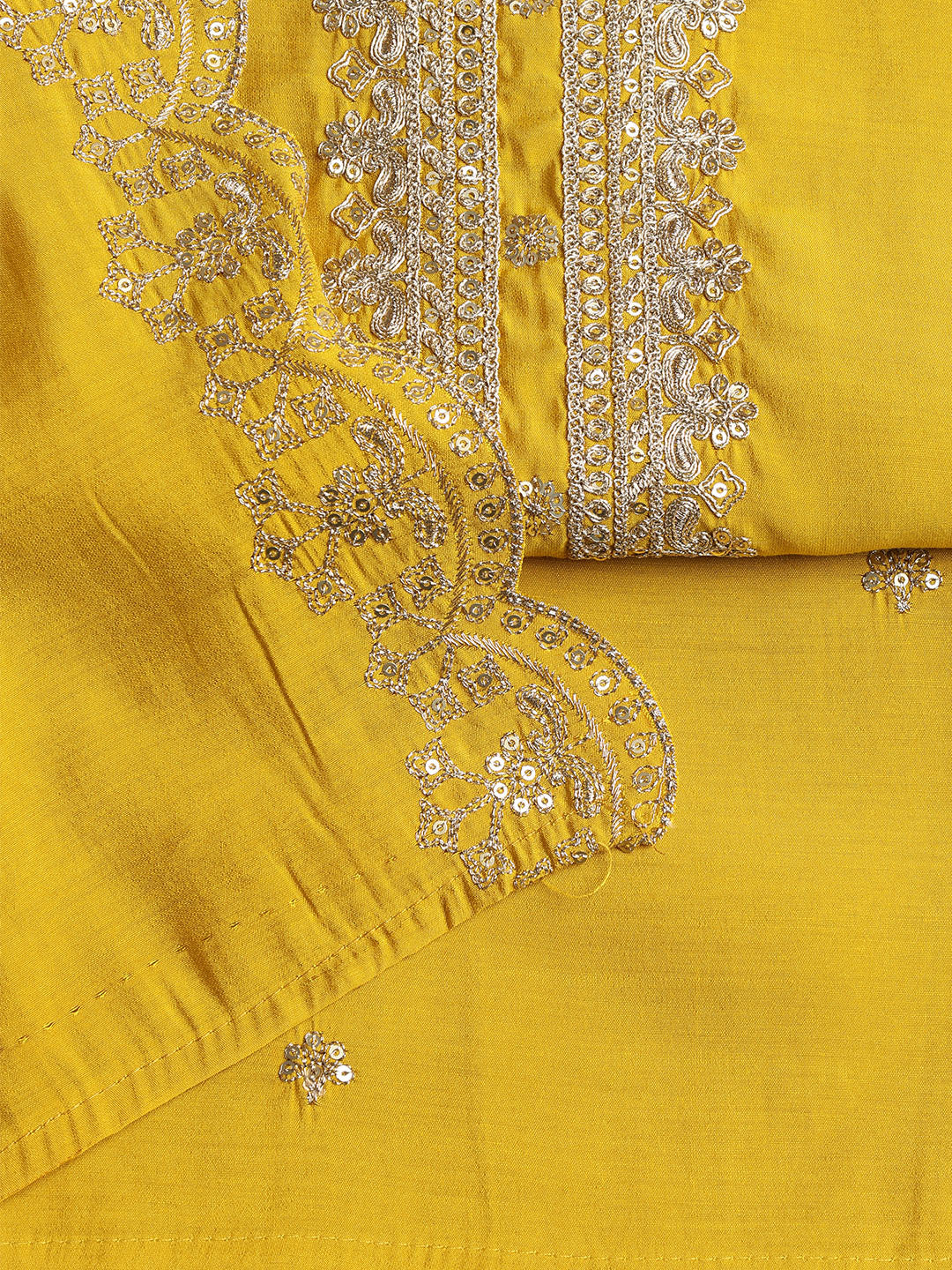 Neck Embroidered Chanderi Unstitched Suit With Dupatta