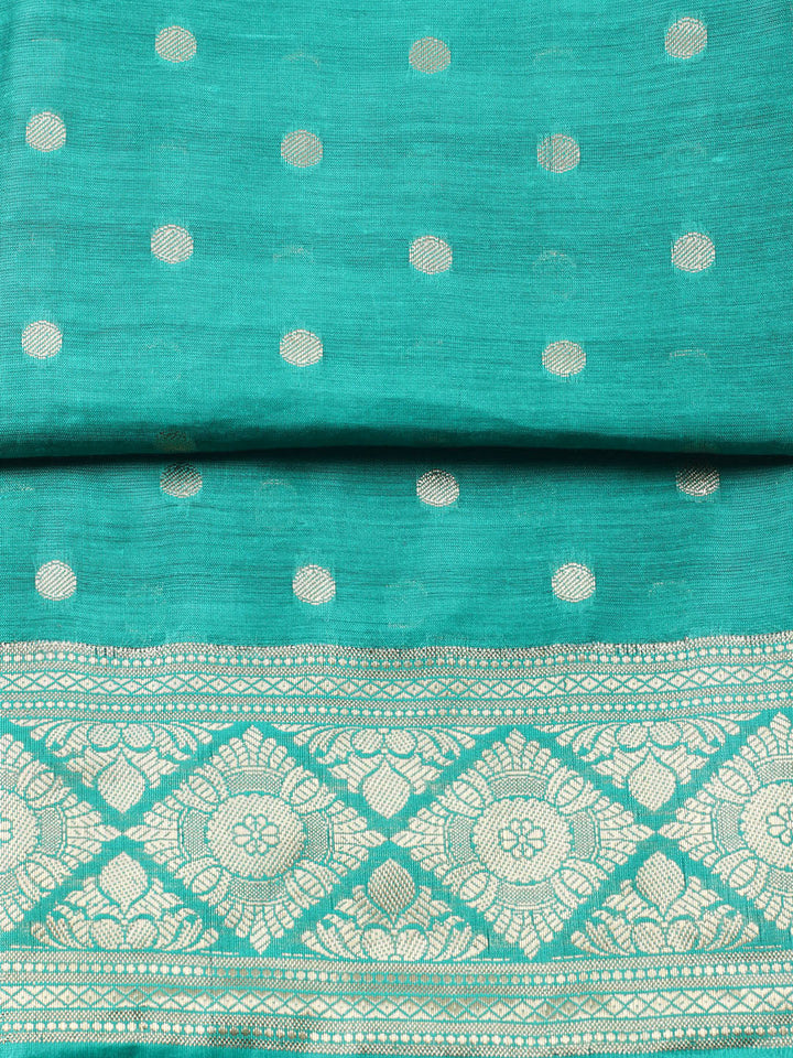 Woven Design Chanderi Unstitched Suit With Pant Dupatta
