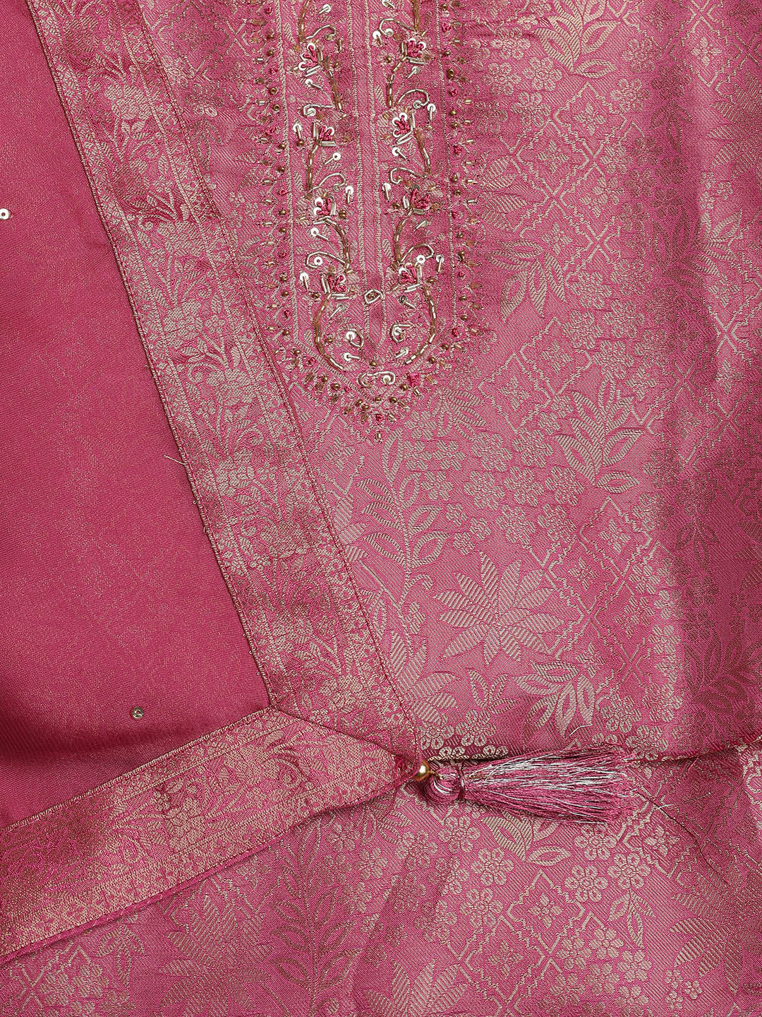 Zari Jaal Art Silk Unstitched Suit With Dupatta