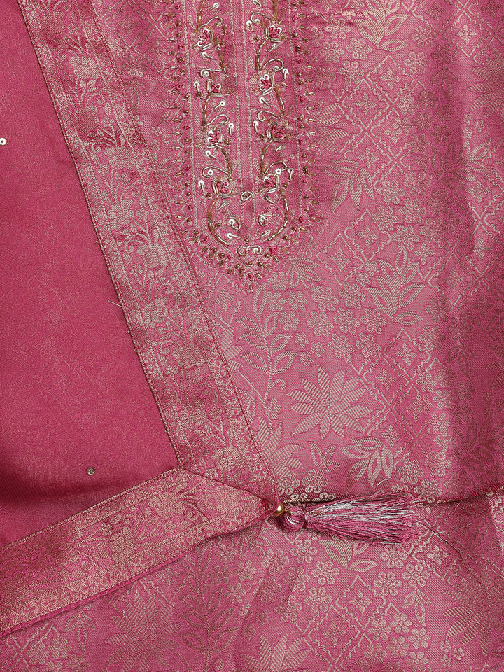 Zari Jaal Art Silk Unstitched Suit With Dupatta