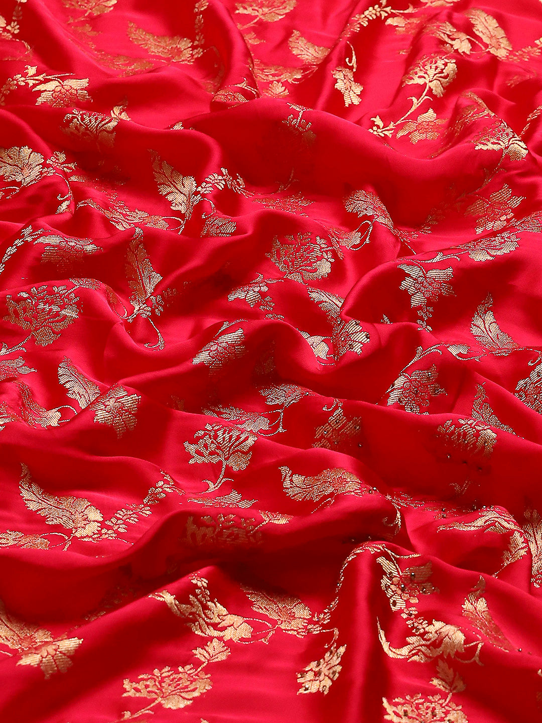 Stone Work Satin Embroidery Saree