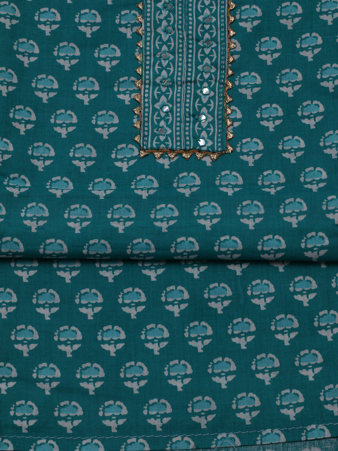 Printed Cotton Blend Unstitched Suit With Dupatta