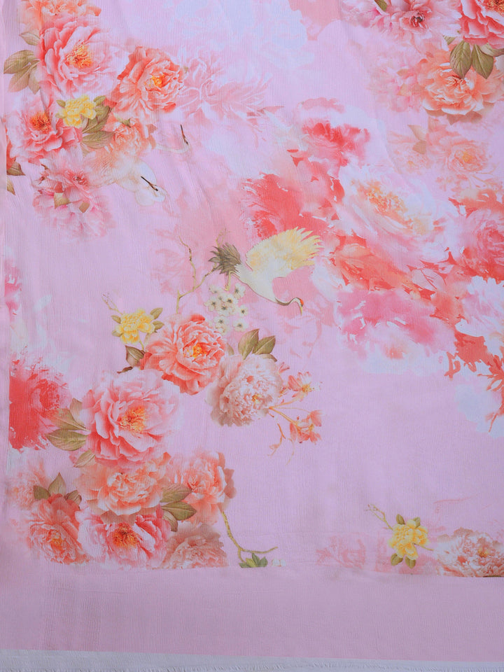 Digital Print Chiffon Saree