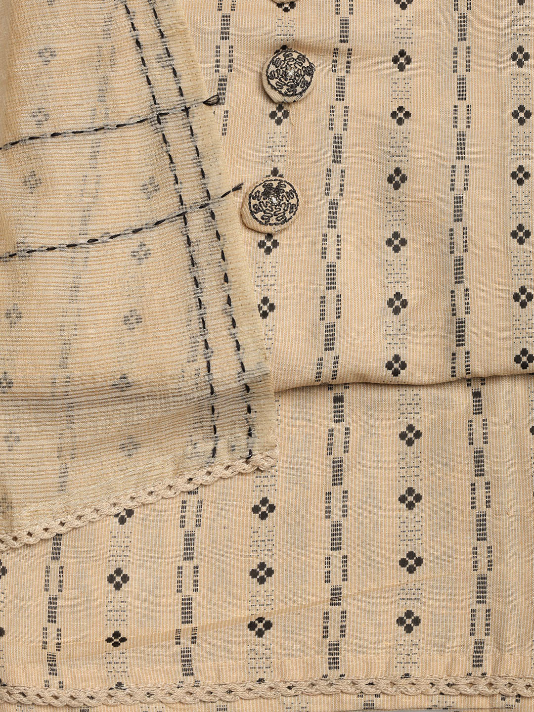 Woven Embroidered Cotton Blend Unstitched Suit With Dupatta