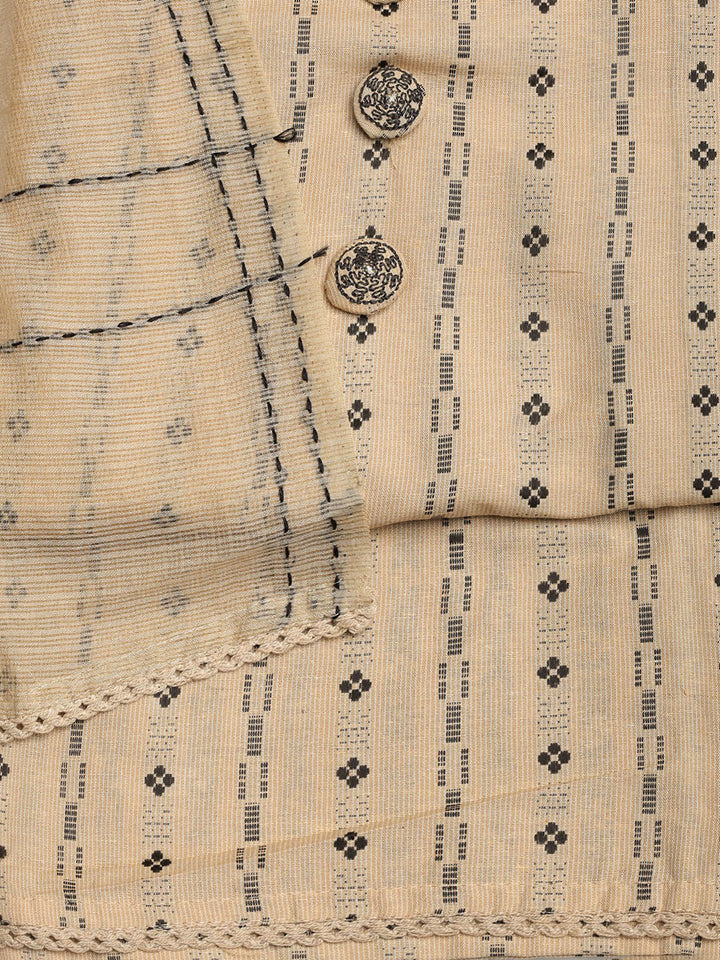 Woven Embroidered Cotton Blend Unstitched Suit With Dupatta