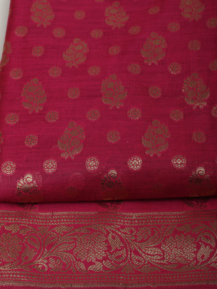 Woven Design Chanderi Unstitched Suit With Pant &amp; Dupatta