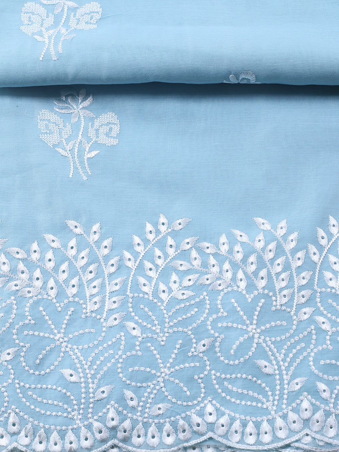 Embroidered Cotton Blend Unstitched Suit With Pant &amp; Dupatta