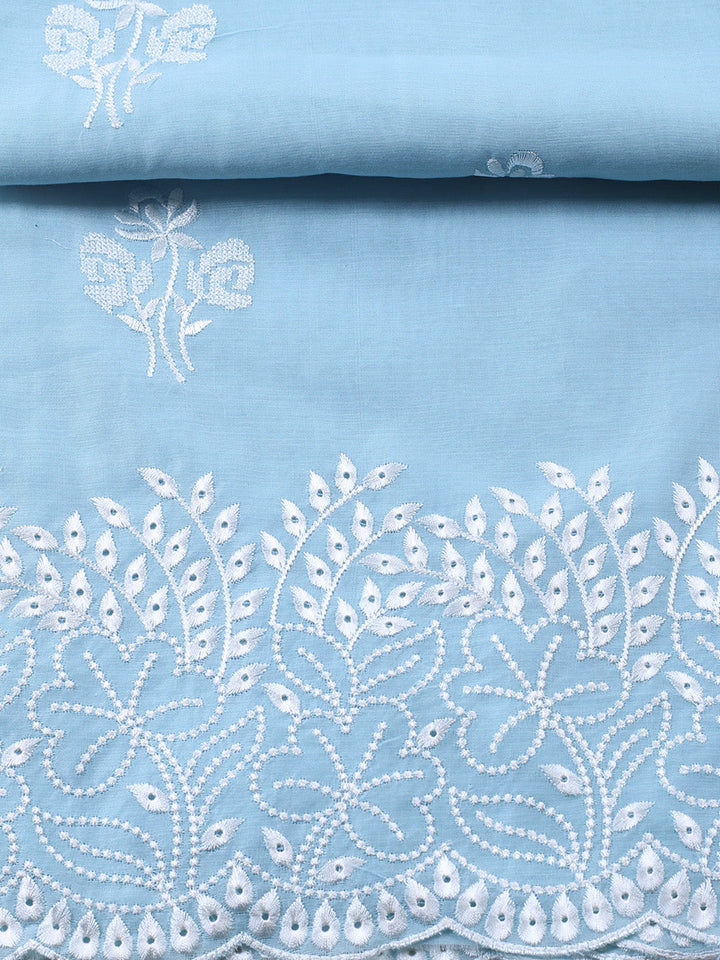 Embroidered Cotton Blend Unstitched Suit With Pant &amp; Dupatta