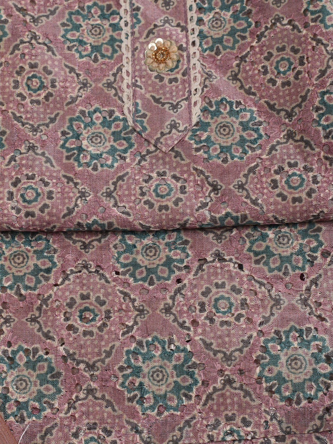 Printed Cotton Unstitched Suit With Pant &amp; Dupatta
