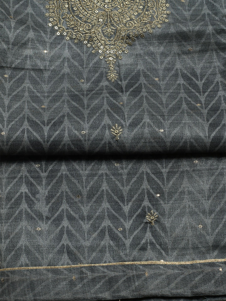Embroidered Tussar Unstitched Kurta With Pant &amp; Dupatta
