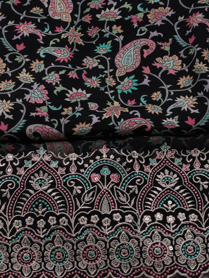 Printed Muslin Unstitched Suit With Dupatta