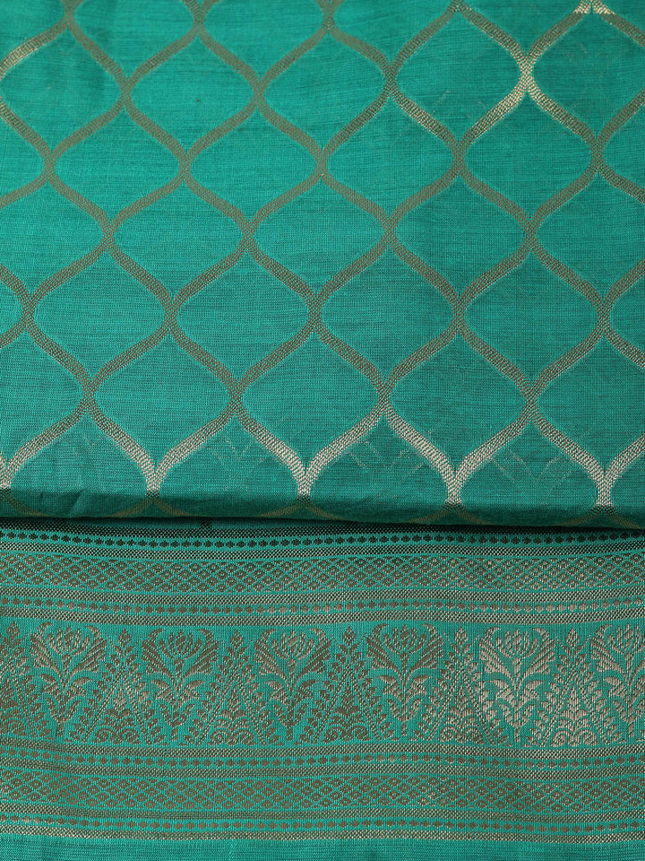 Woven Design Chanderi Unstitched Suit With Pant &amp; Dupatta