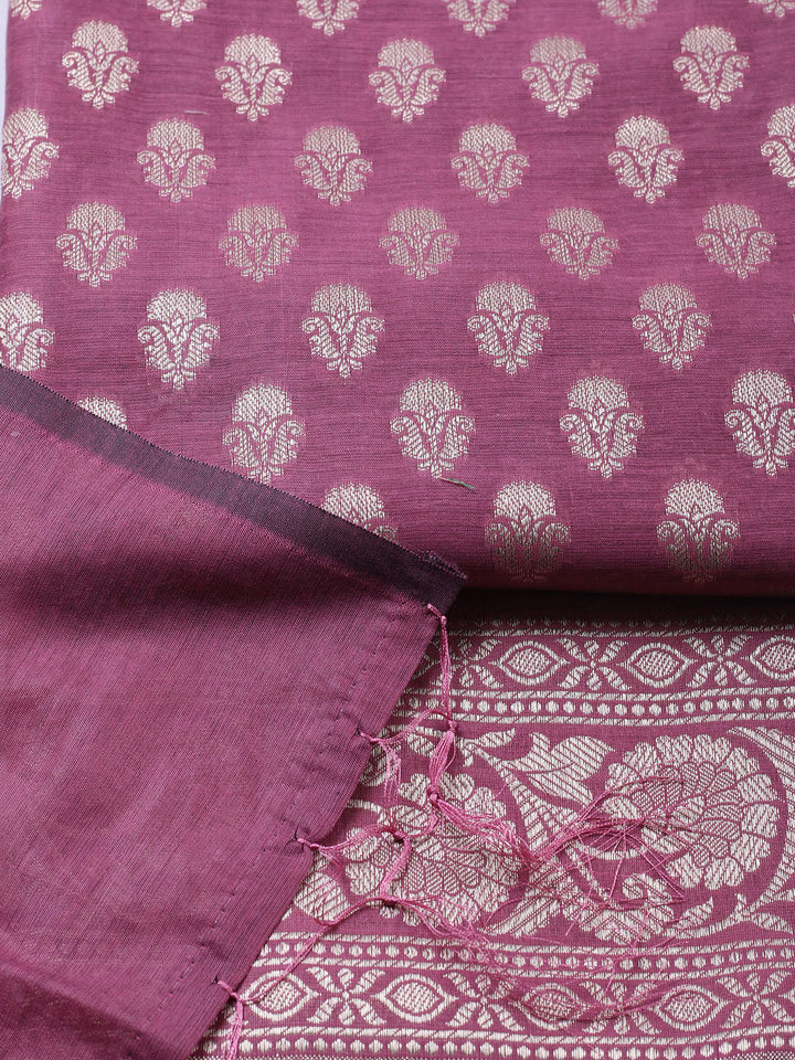 Banarasi Chanderi Unstitched Suit With Pant &amp; Dupatta