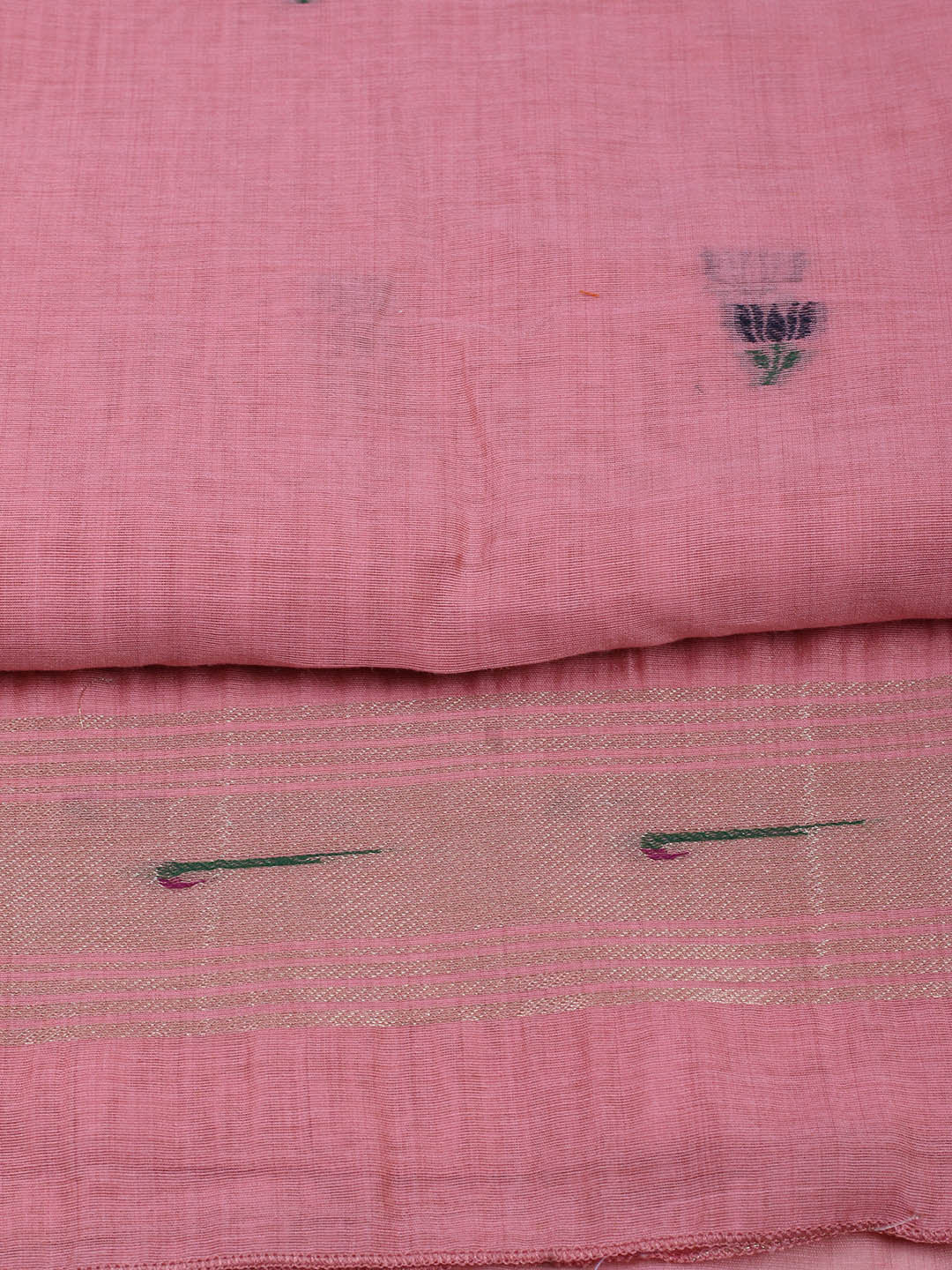 Embroidered Chanderi Unstitched Suit With Pant &amp; Dupatta