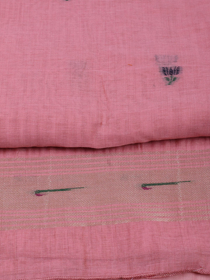 Embroidered Chanderi Unstitched Suit With Pant &amp; Dupatta