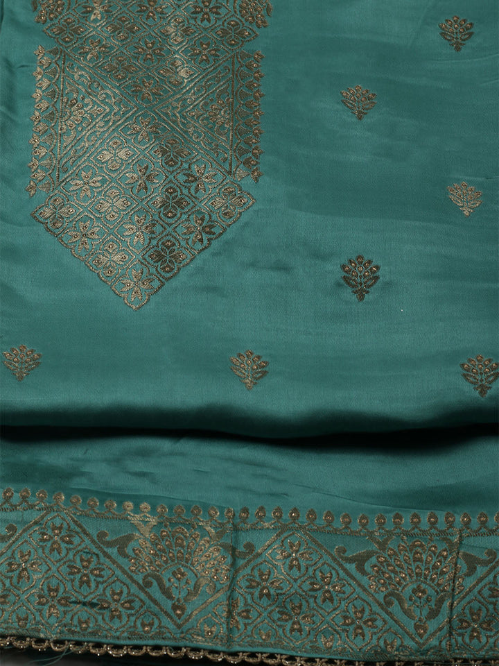 Woven Design Chanderi Unstitched Suit With Dupatta