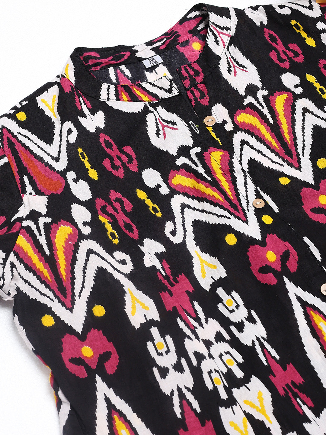 Printed Cotton Blend Kurta With Pants