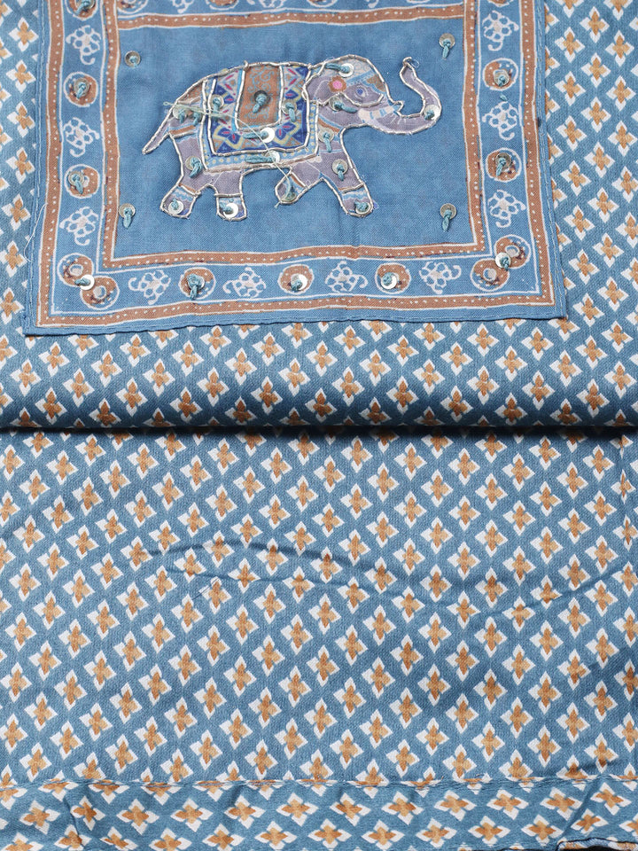 Printed Cotton Blend Unstitched Suit With Pant &amp; Dupatta