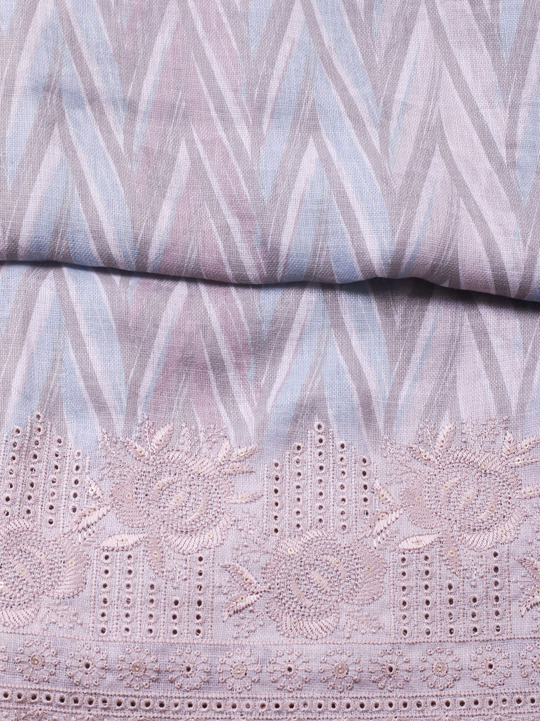 Embroidered Linen Blend Unstitched Suit With Pant &amp; Dupatta
