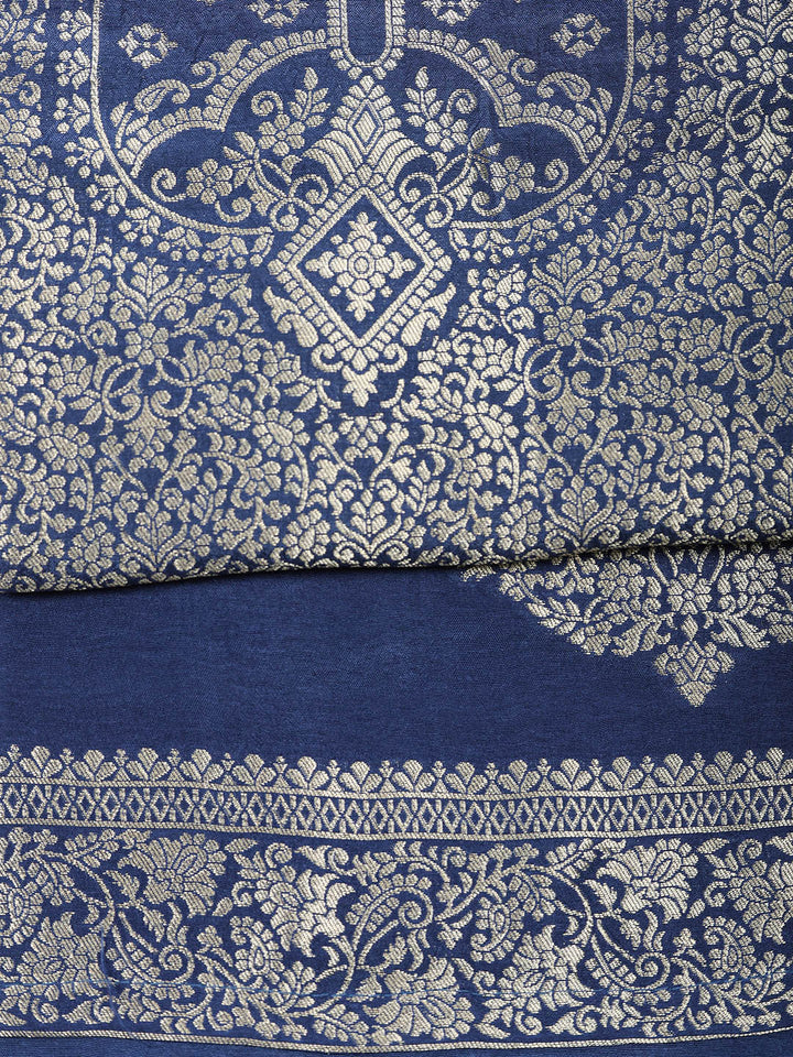Woven Design Chanderi Unstitched Suit With Pant &amp; Dupatta