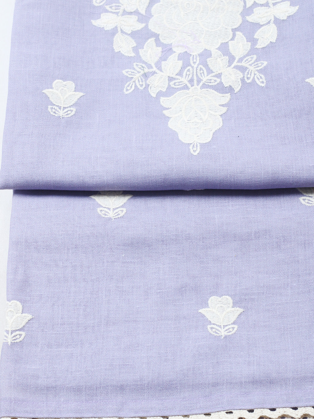 Embroidered Linen Blend Unstitched Suit With Pant &amp; Dupatta