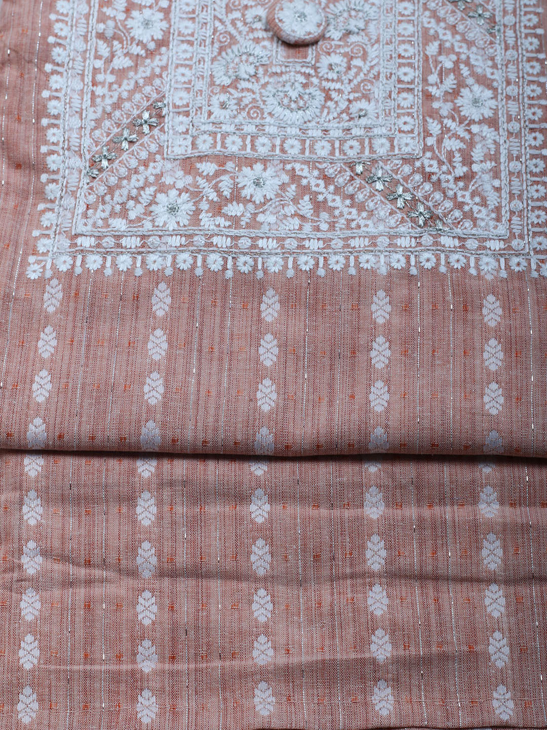 Neck Embroidered Cotton Blend Unstitched Suit With Dupatta