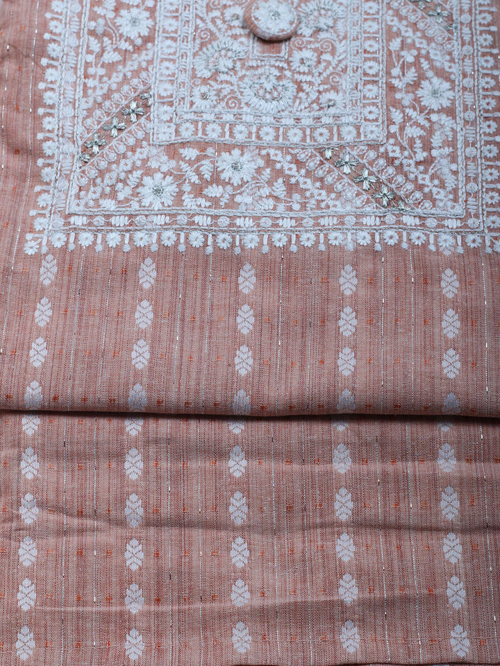 Neck Embroidered Cotton Blend Unstitched Suit With Dupatta