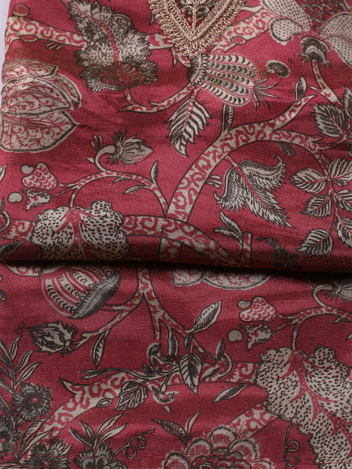 Embroidered Tissue Unstitched Kurta With Pant &amp; Dupatta