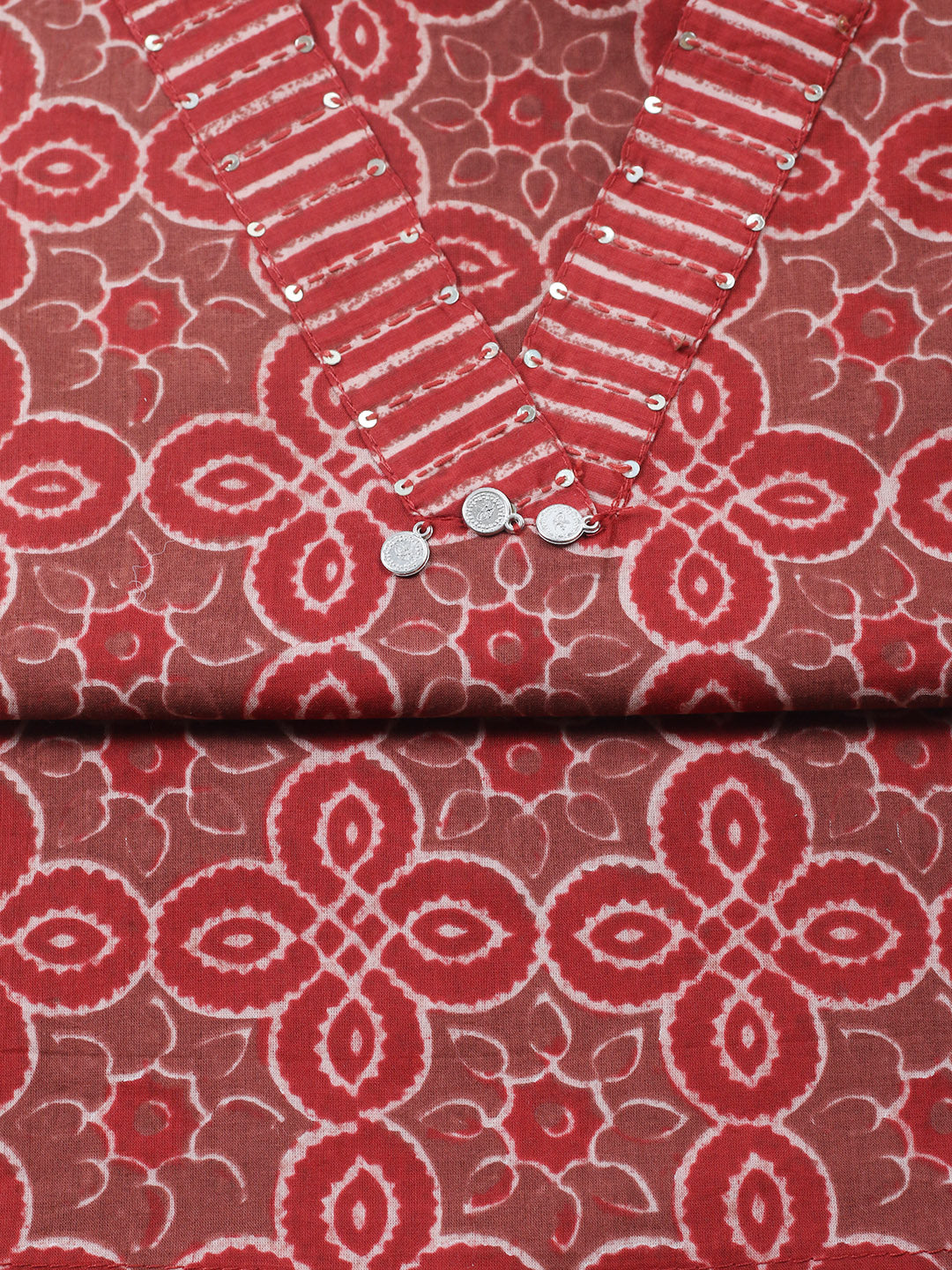 Embroidered Cotton Blend Unstitched Suit With Pant &amp; Dupatta