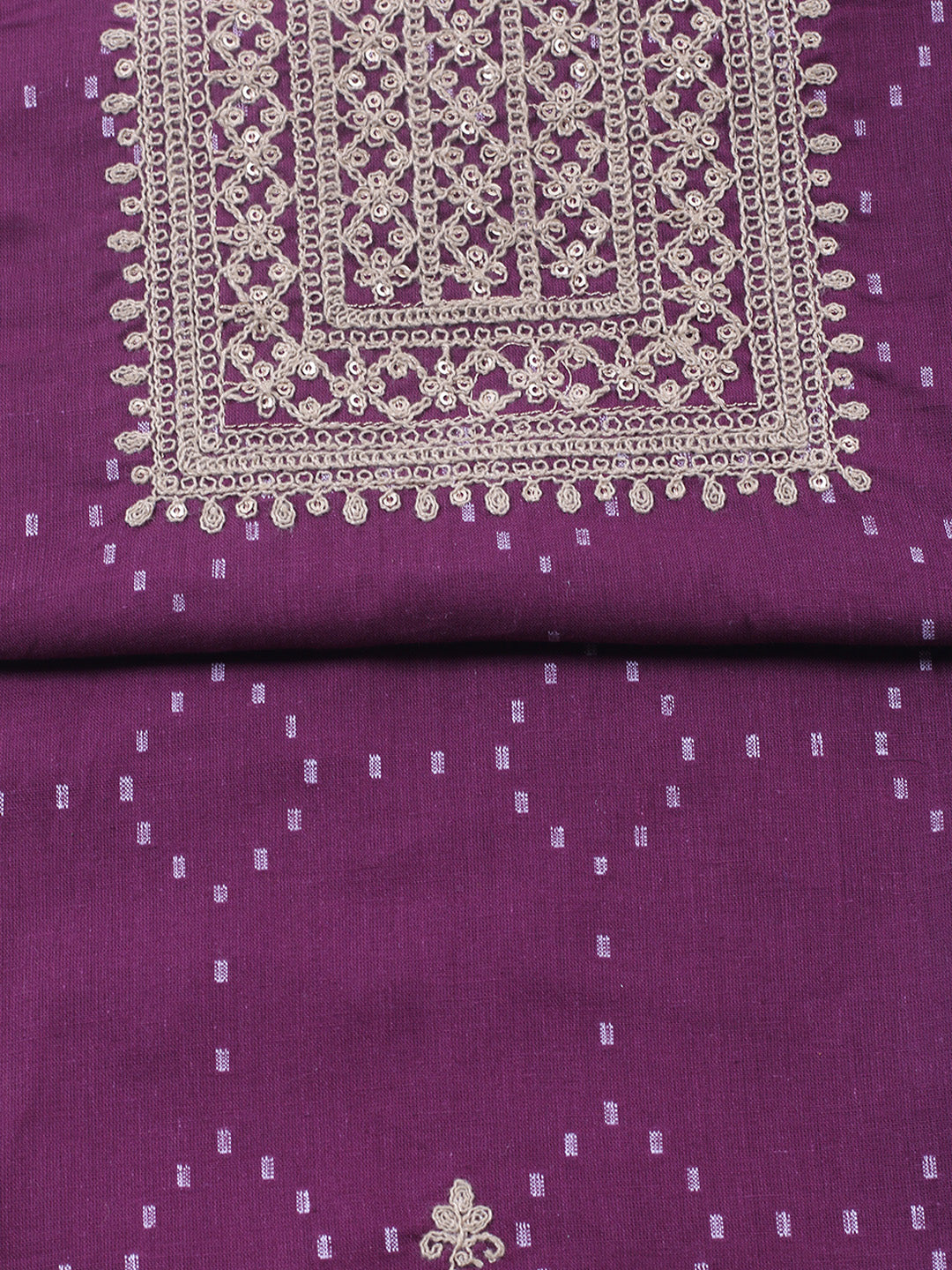 Embroidered Cotton Blend Unstitched Suit With Pant &amp; Dupatta