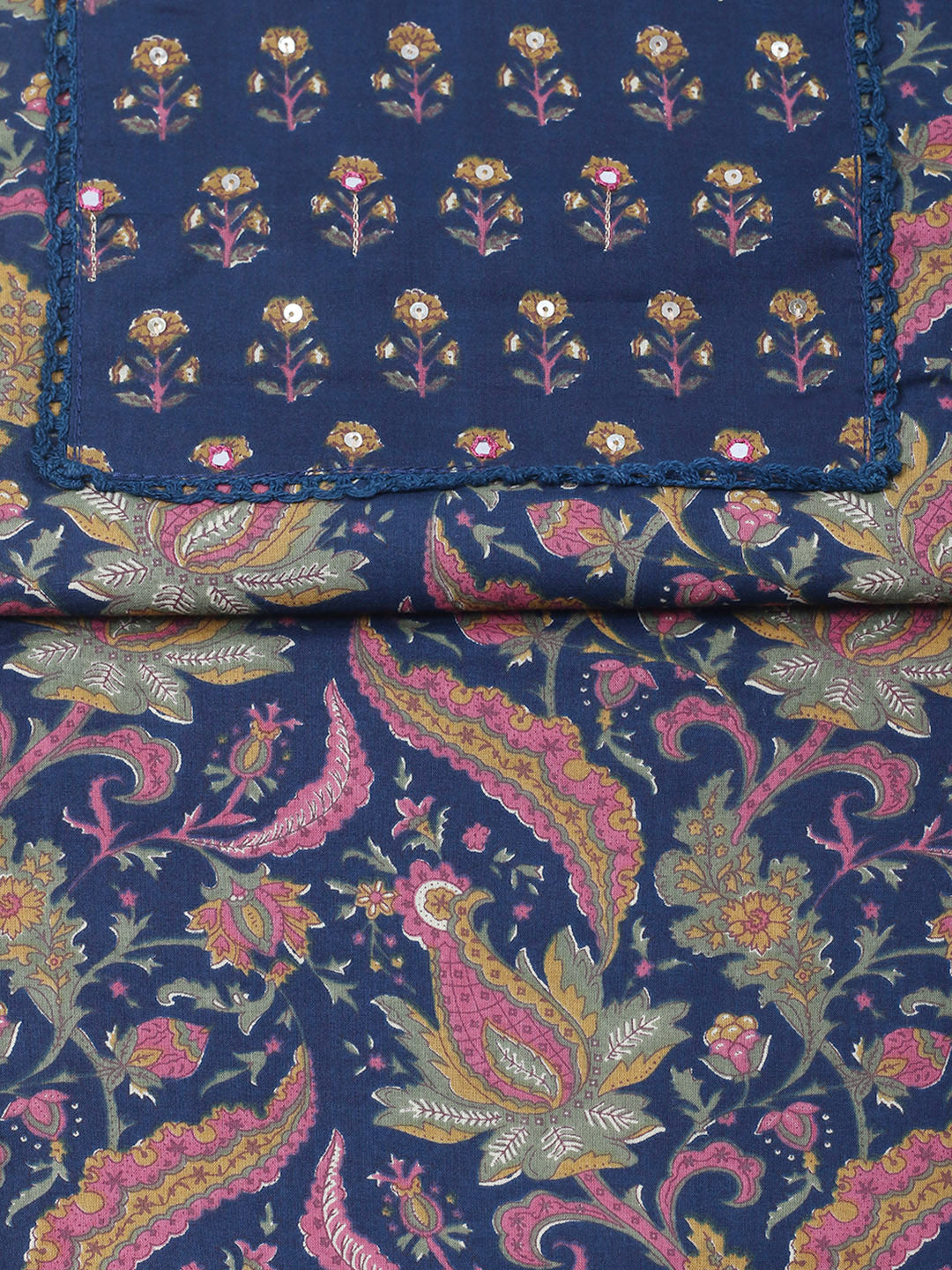 Embroidered Cotton Blend Unstitched Suit With Pant &amp; Dupatta