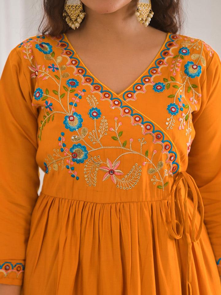 Neck Embroidery Cotton Blend Kurta With Pants &amp; Dupatta