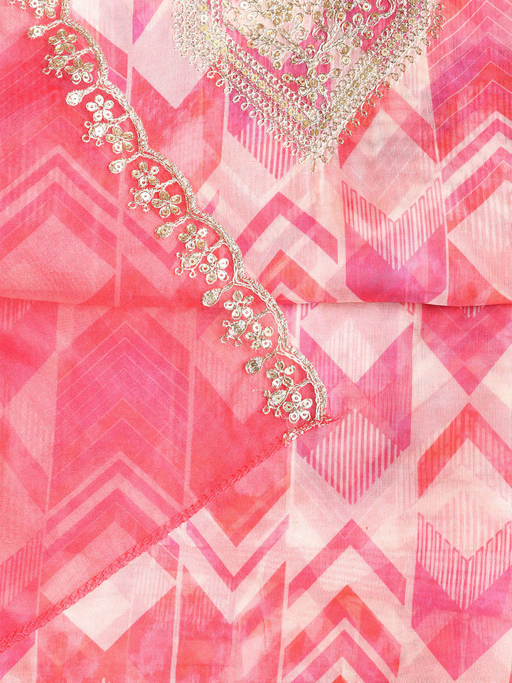 Embroidered Organza Unstitched Suit With Dupatta