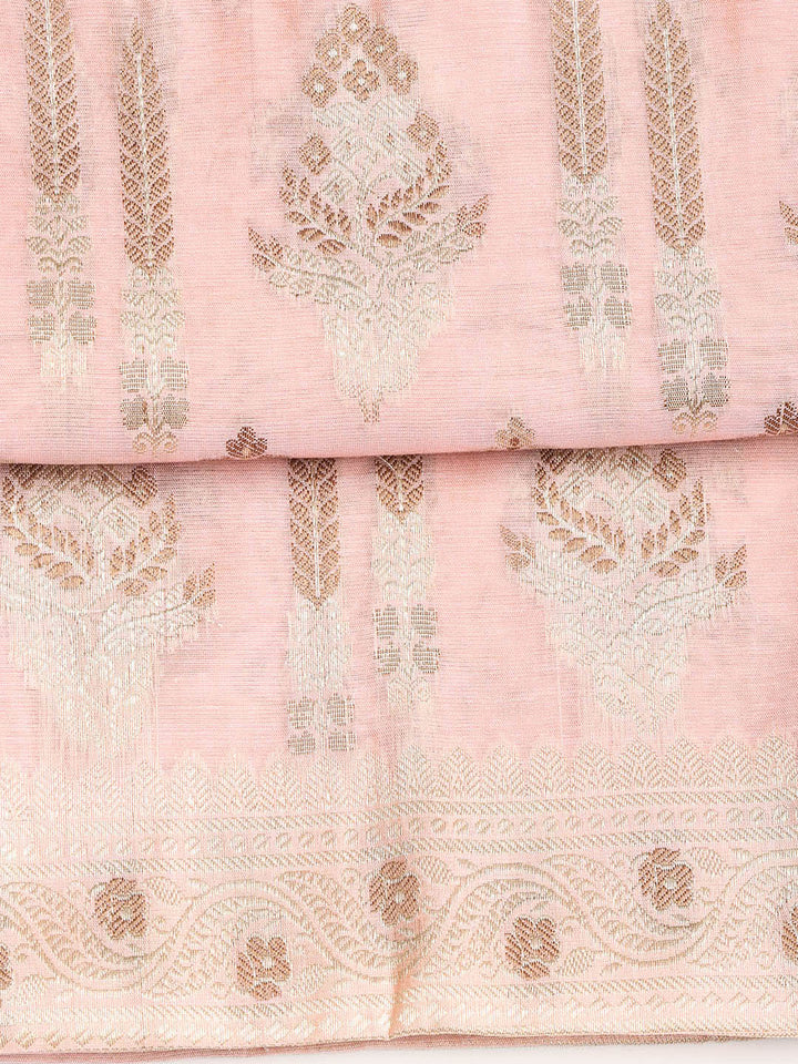 Woven Banarasi Chanderi Unstitched Suit With Dupatta